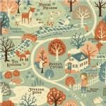 Birch Fabrics - Acorn Trail - Acorn Trail Map in Mint