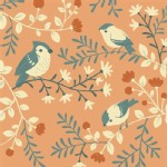 Birch Fabrics - Acorn Trail - Bird And Branches in Coral