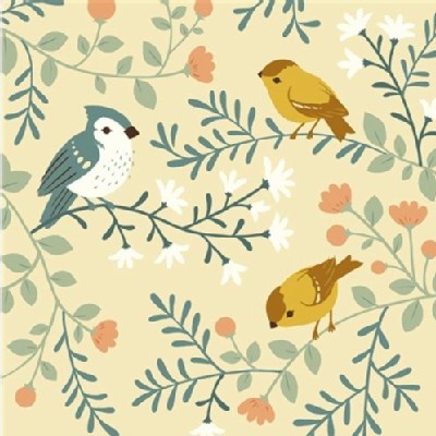Birch Fabrics - Acorn Trail - KNIT - Bird And Branches in Cream
