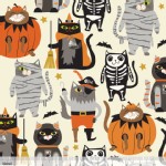 Blend Fabrics - Halloween - Boo Crew - Purrfect Pranksters in Ivory