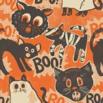 Blend Fabrics - Halloween - Spooktacular - Scaredy Cat in Orange