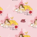 Camelot Fabrics - Disney Licensed - Beauty and the Beast - Book in Pink