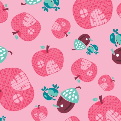 Camelot Fabrics - FairyVille - Apple Houses in Pink