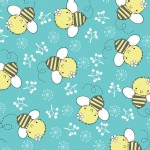 Camelot Fabrics - Theodore and Izzy - Izzy the Bee in Aqua