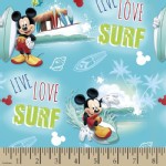 Character Prints - Mickey - Live Love Surf in Blue