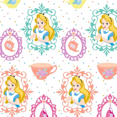 Character Prints - Other Characters - Alice and Teacups in White