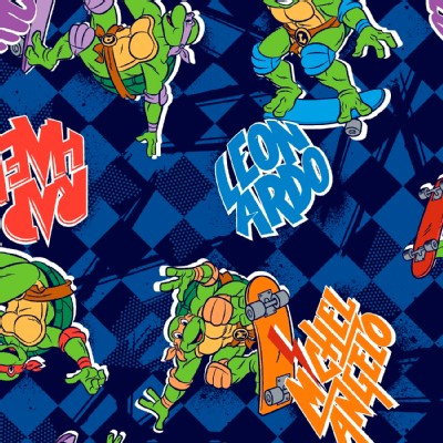 Character Prints - Other Characters - TMNT Skating in Navy