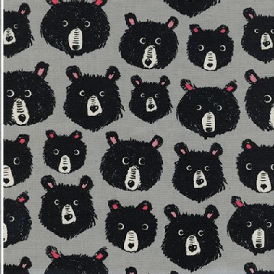 Cotton And Steel - CS Collection - Black and White - Teddy Bears in Grey