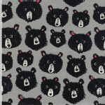 Cotton And Steel - CS Collection - Black and White - Teddy Bears in Grey