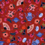 Cotton And Steel - Wonderland - Garden Party in Crimson