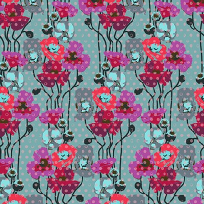 Free Spirit - Floral Retrospective - Raindrop Poppies in Plum