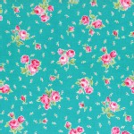Lecien - Flower Sugar 2014 - Floral Bouquet and Tiny Buds in Teal