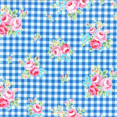 Lecien - Flower Sugar 2015 Fall - Floral Checkers in Blue