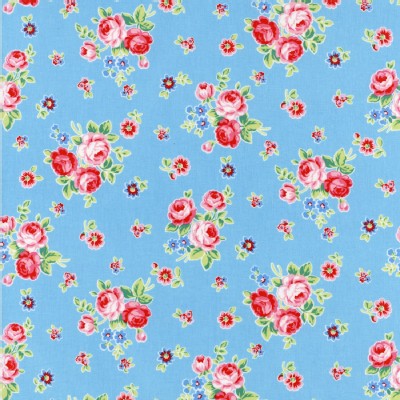 Lecien - Flower Sugar Rose Kiss - Floral Toss in Baby Blue