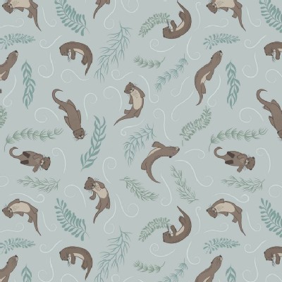 Lewis And Irene - Down By the River - Playful Otters in Pale Blue