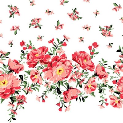 Michael Miller Fabrics - Bed of Roses - Border in Coral