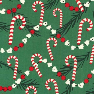 Michael Miller Fabrics - Holiday - Corny Cane in Green