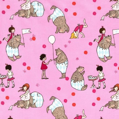 Michael Miller Fabrics - Lets Pretend - Mr. bear in Pink