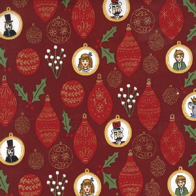 Michael Miller Fabrics - Nutcracker - Ornaments in Burgundy