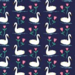 Michael Miller Fabrics - Swan Lake - Swans a Swimming in Midnight