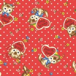 Quilt Gate - Dear Little World - Pocket Kitten Hearts in Red