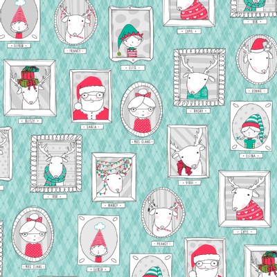 Quilting Treasures - Holiday - Mingle and Jingle - Santa Crew in Wintergreen