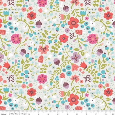 Riley Blake Designs - Little Red In the Woods - Floral in Cream