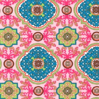Robert Kaufman Fabrics - Laguna Jersey Prints - Tile Damask in Multi Pink