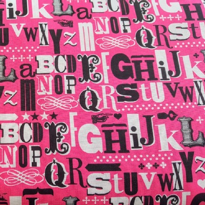 Robert Kaufman Fabrics - Novelty - Draw - Alphabets in Pink