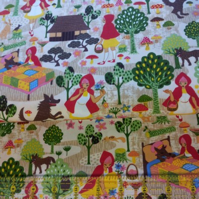 Trans Pacific Textiles - TPT - Little Red and Wolf in Beige