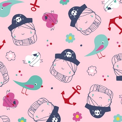 Windham Fabrics - Ahoy Matey - Pirate Girl in Pink